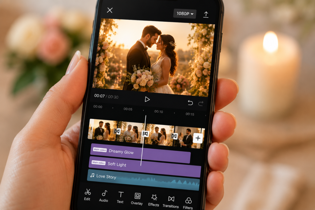 How to use the wedding CapCut template step by step
