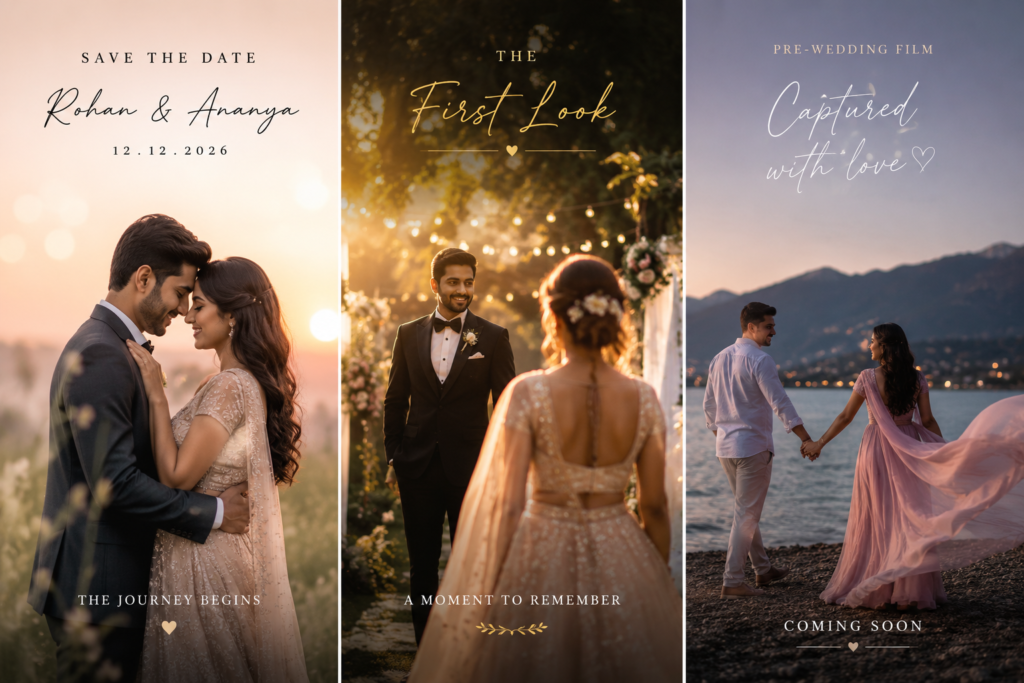 Best cinematic wedding teaser ideas CapCut template save the date first look