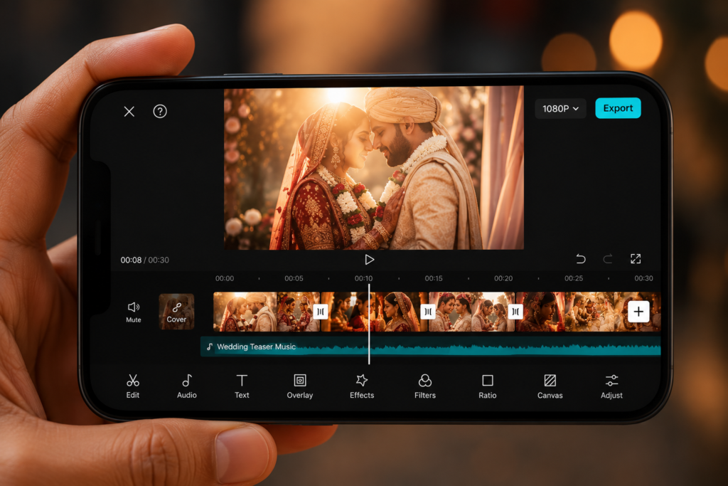 How to use the CapCut wedding teaser template step by step