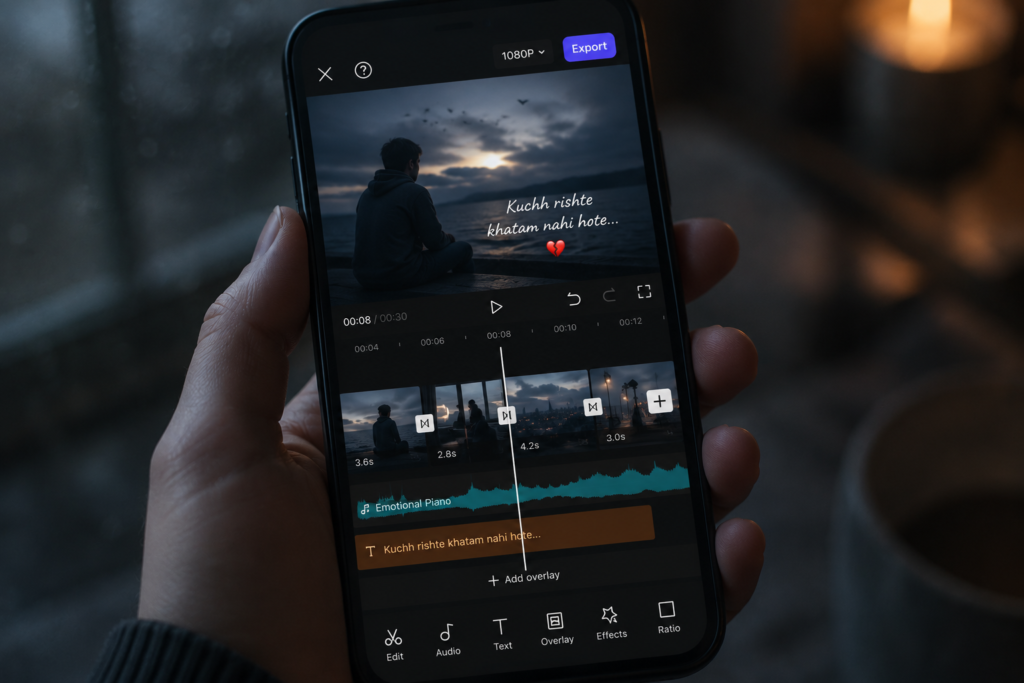How to use the sad song CapCut template step by step